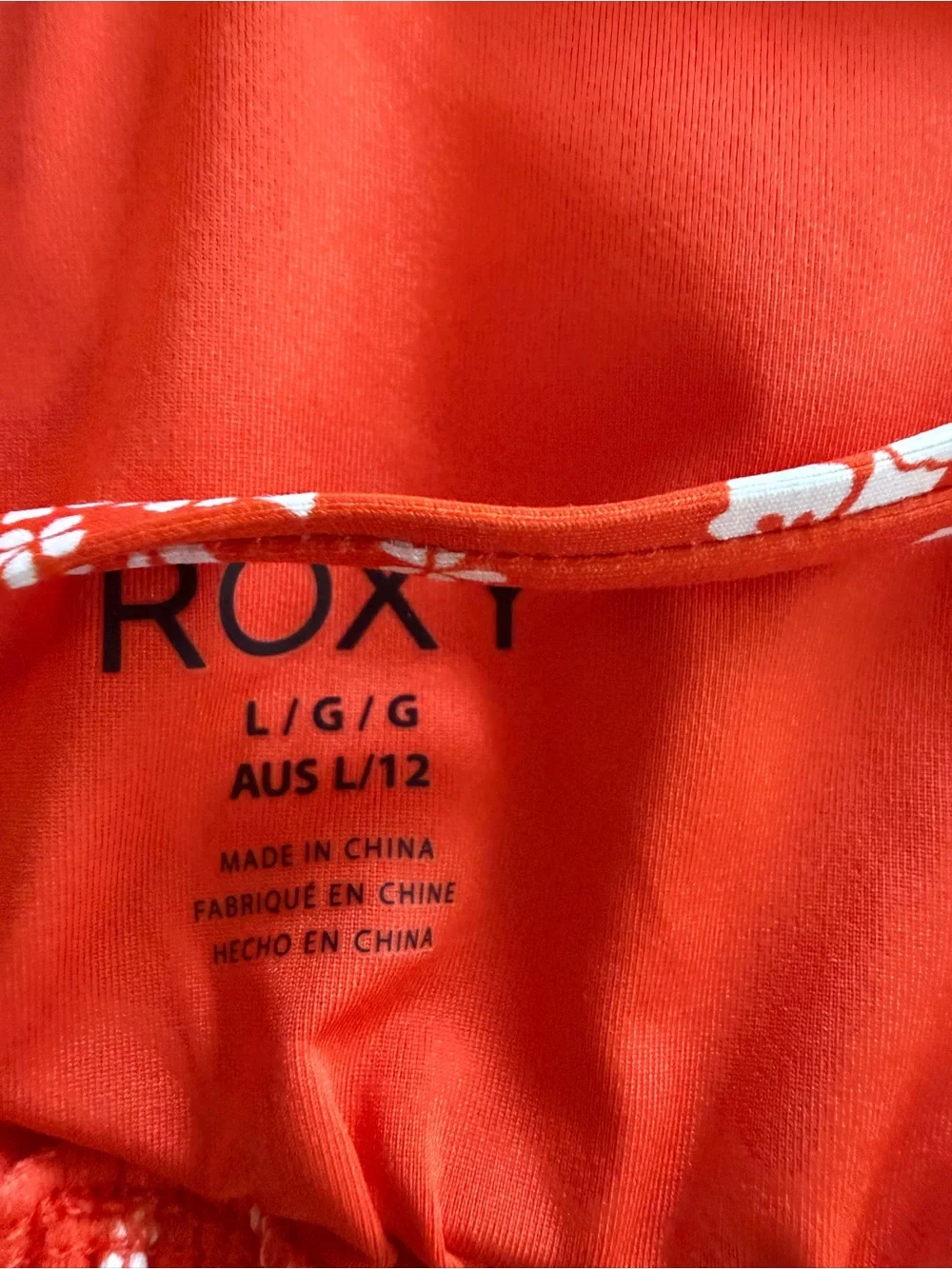 Roxy Orange Hibiscus Print Bikini Set, Large, NWT